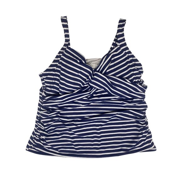 Lands End Tankini Top Womens  Size 20W  Blue & White Striped Built-In Underwire - Picture 1 of 11